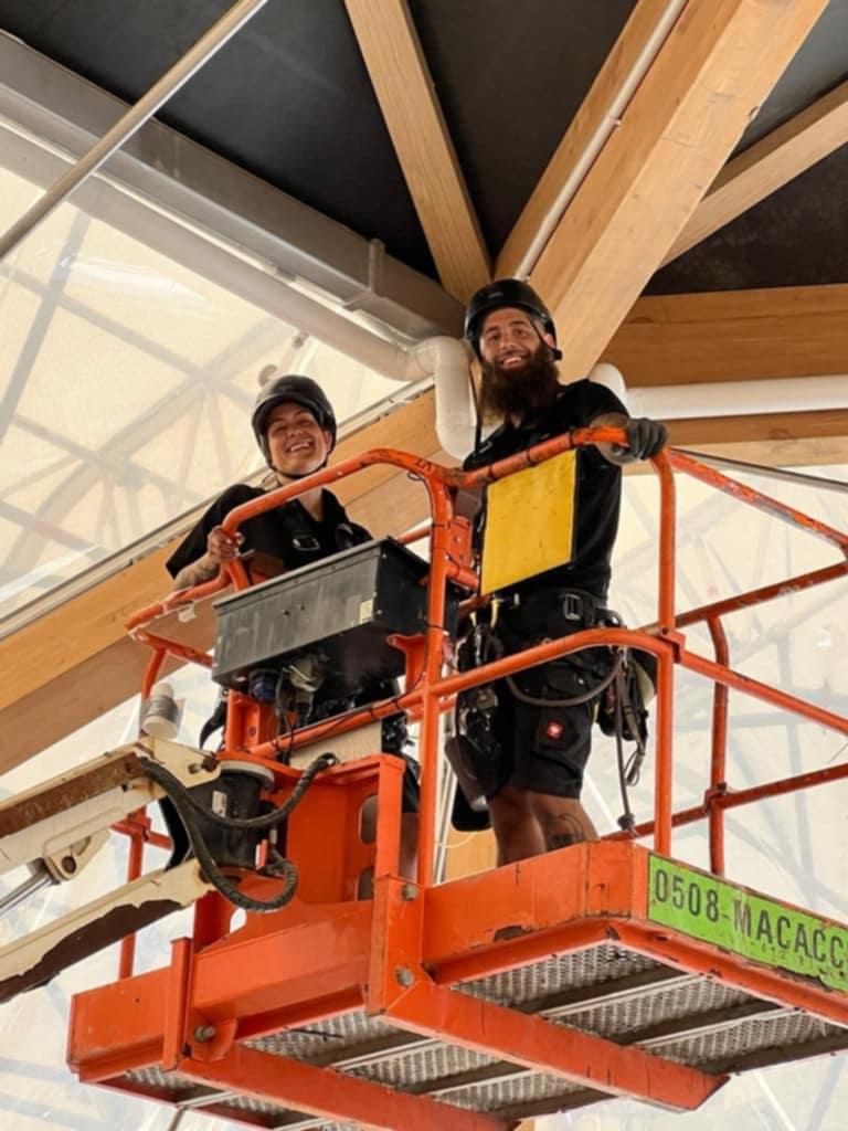 A-Z Access Solutions team on an elevated work platform